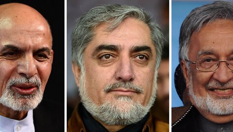 Kandidatai į Afganistano prezidento postą (i&scaron; kairės): Asharafas Ghani, Abdullah Abdullah, Zalmai Rassoulas