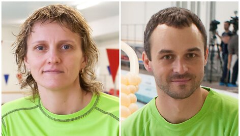 Plaukimo treneriai Romanas Teličėnas ir Lina Bielinienė