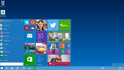 &bdquo;Windows 10&ldquo; bus sugrąžintas &bdquo;Start&ldquo; meniu mygtukas