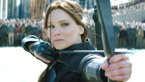 Filmo &bdquo;Bado žaidynės&ldquo; stopkadras - aktorė Jeniffer Lawrence 