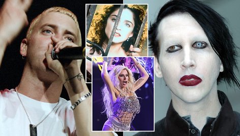 Madonna, Lady Gaga, Eminemas, Marilyn Mansonas