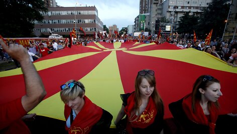 Makedonijoje įvyko daugiatūkstantinis premjero &scaron;alininkų mitingas