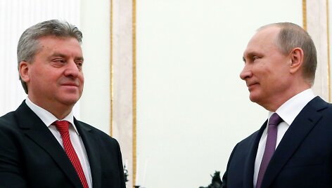 Makedonijos prezidentas Gjorge Ivanovas ir Rusijos prezidentas Vladimiras Putinas