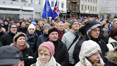 Protestuotojai Reikjavike