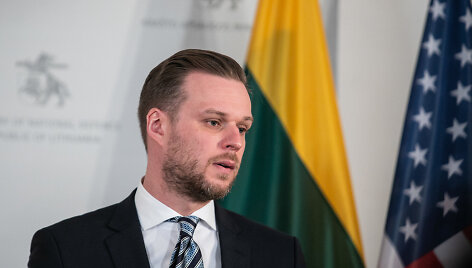 JAV  gynybos sekretoriaus ir Gabrieliaus Landsbergio spaudos konferencija