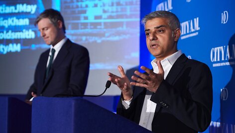 Populiariausi kandidatai Londono mero rinkimuose S.Khanas ir Z.Goldsmithas.