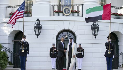JAV prezidentas Barackas Obama ir JAE &scaron;eichas Mohamedas bin Zayedas