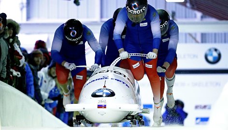 Rusijos sportininkai bobslėjaus ir skeletono varžybose.