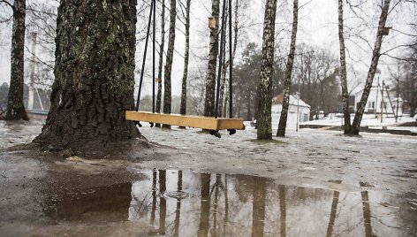 Sniegą Vilniuje keičia balos