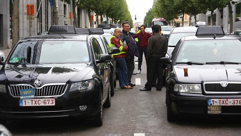 Taksi vairuotojų protestas Briuselyje