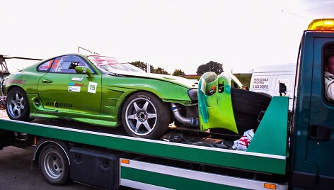 Apgadintas Tomo Sveikausko automobilis &bdquo;Toyota Supra&ldquo;