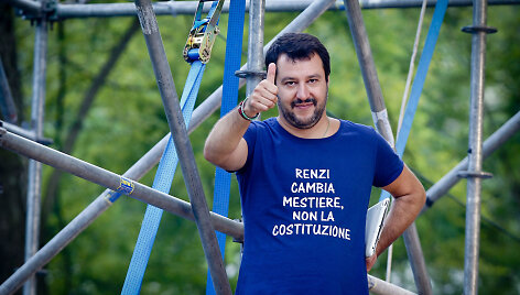 &bdquo;&Scaron;iaurės partijos&ldquo; lyderis Matteo Salvinis