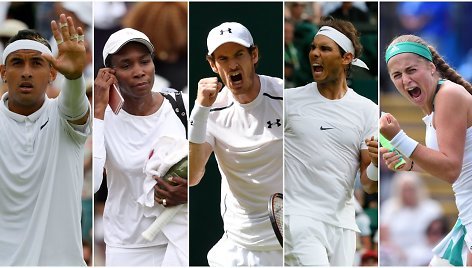 Nickas Kyrgiosas, Venus Williams, Andy Murray, Rafaelis Nadalis ir Jelena Ostapenko