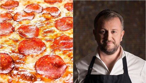 Liutauras Čeprackas ir pica su pepperoni de&scaron;ra