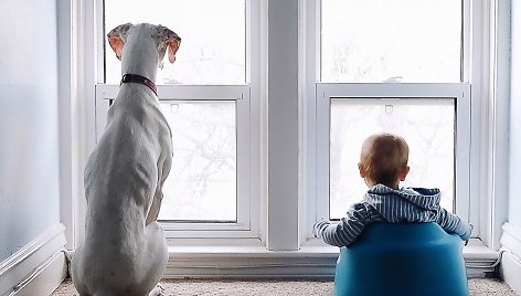 Tėvų užfiksuota jauki kūdikio ir šuns draugystė