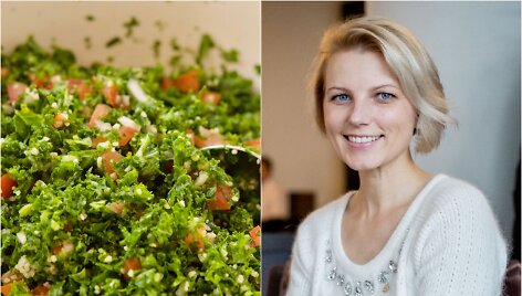 Dangira &Scaron;ima&scaron;iutė ir jos gamintos lapinio kopūsto salotos tabulė