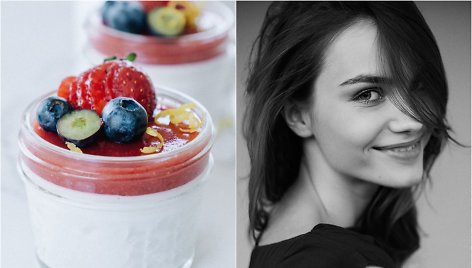 Julija Steponavičiūtė ir jos ruošta veganiška kokosinė „panna cotta“