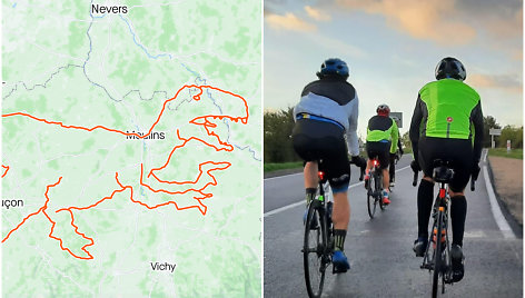 Penki dviratininkai sukūrė 1025 km ilgio GPS piešinį