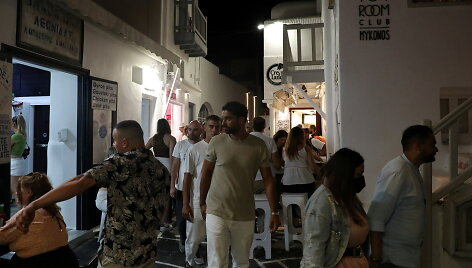 Turistai Graikijos Mikono saloje
