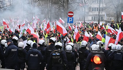 Ūkininkų protestai Varšuvoje virto susirėmimais su policija