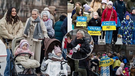 Lietuvos aktyvių moterų komiteto simbolinė akcija Vilniuje už Ukrainos vaikus