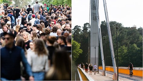 „Rammstein“ fanų minia, Vingio parką ir Žvėryną jungiantis tiltas