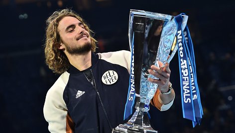 Stefanos Tsitsipas po triumfo ATP metų finale 2019-aisiais.