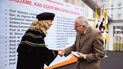 MRU rektorė prof. dr. Inga Žalėnienė ir prof. Vytautas Landsbergis 