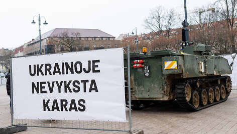 Nutrauktas menininkės Rūtos Liutkutės performansas ant &scaron;arvuočio &bdquo;Nepamir&scaron;kite karo&ldquo;