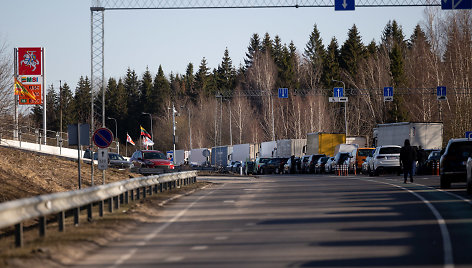 Automobilių eilė į Baltarusiją ties Medininkais