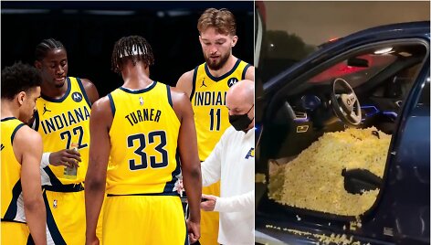 &bdquo;Pacers&ldquo; krep&scaron;ininkai nepaklusniam naujokui atsilygino pilnu automobiliu spragėsių