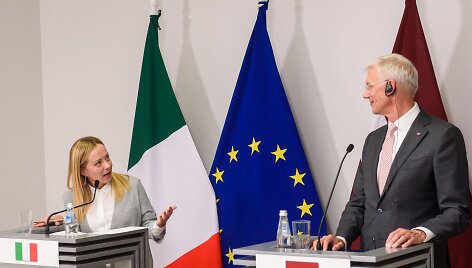 Italijos premjerė Giorgia Meloni ir Latvijos ministras pirmininkas Kri&scaron;janis Karinis