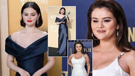 Selena Gomez 2025 m. (kairėje) ir 2024 m. (de&scaron;inėje)