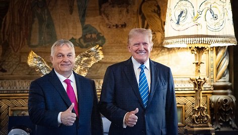 Vengrijos premjeras Viktoras Orbanas ir buvęs JAV prezidentas Donaldas Trumpas