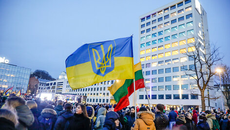 Ukrainos palaikymo akcija Vienybės aik&scaron;tėje