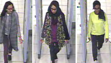 Dingusios moksleivės: Kadiza Sultana (16), Shamima Begum (15) ir Amira Abase (15)