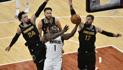 Jonas Valančiūnas ir kiti &bdquo;Grizzlies&ldquo; krep&scaron;ininkai nesustabdė Ziono Williamsono