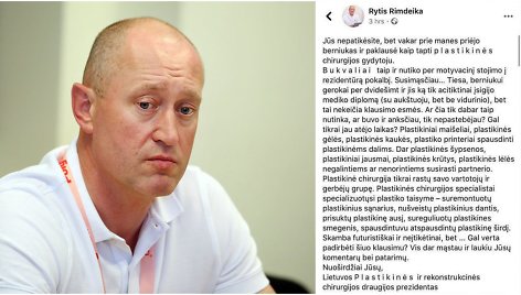 Prof. Rytis Rimdeika ir jo feisbuko įrašas