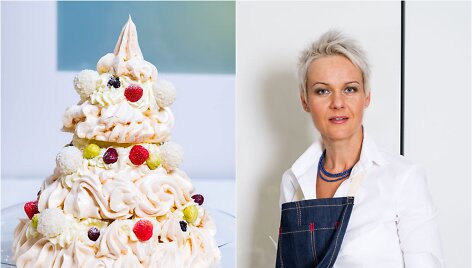 Nida Degutienė ir jos gamintas morengų tortas