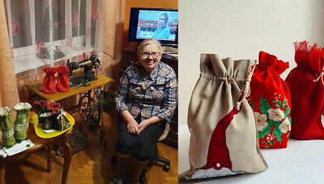 84-erių Vincenta ramybės per karantiną ieško siūdama: negalėdama eiti į bažnyčią, ėmė gaminti maišelius