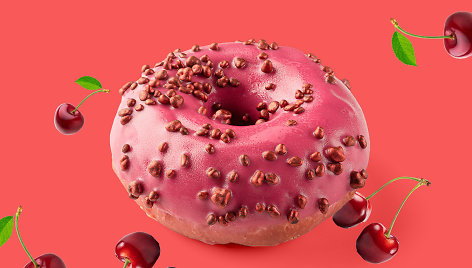 Spurga DONUT VIVA MAGENTA su vyšnių įdaru