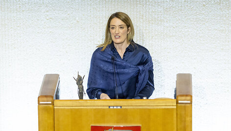 EP vardu Laisvės premiją atsiėmė Europos Parlamento pirmininkė Roberta Metsola