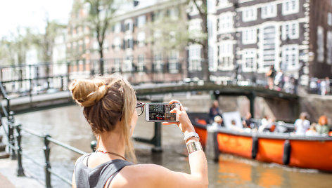 Turistė Amsterdame