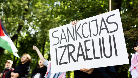 Mitingas prie&scaron; Izraelio užsienio reikalų ministro vizitą Lietuvoje