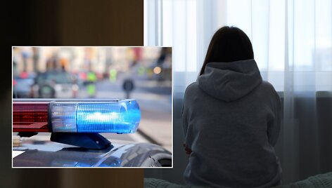 Iliustratyvi nuotrauka: moteris, policijos &scaron;vyturėliai