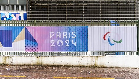 2024 metų Paryžiaus olimpinių žaidynių logotipas. / Vincent Isore / ZUMAPRESS.com