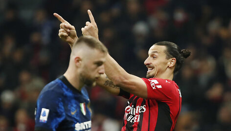 Zlatanas Ibrahimovičius ir jo atstovaujamas &bdquo;Milan&ldquo; sužaidė 1:1 su Milano &bdquo;Inter&ldquo;.