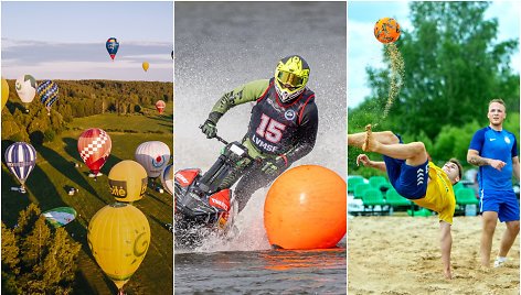 Oro balionų, vandens motociklų ir paplūdimio futbolo čempionatai Birštone
