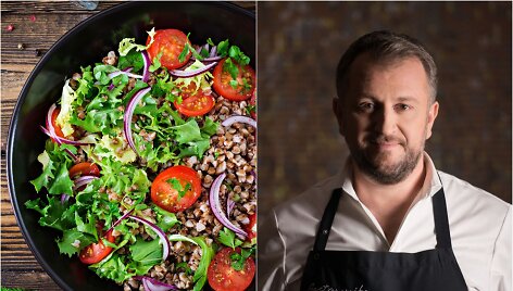 Liutauras Čeprackas ir jo gamintos grikių &bdquo;tabbouleh&ldquo; salotos 