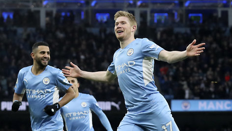 Kevinas De Bruyne ir „Manchester City“ ant bangos – iškovojo 9 pergalę Anglijos lygoje iš eilės.